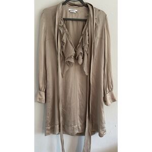 Givenchy Silk Ruffle Tie Gold Dress - Size 36